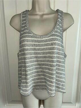 NEW Self Contrasr Striped Knit Tank Top - Gray & White Sz S